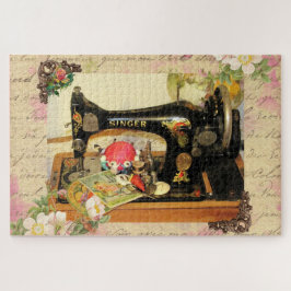 Vintage Kurbel-Nähmaschine und -funktionen Puzzle