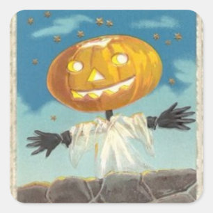 Vintage-Kürbis-Aufkleber Halloween Quadratischer Aufkleber