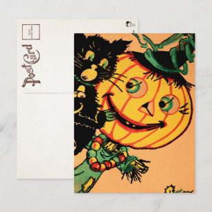 Vintage-Kürbis-Dekoration Postkarte