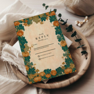 Vintage-Kürbis-Ernte-Hochzeit RSVP Karte