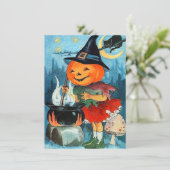 Vintage Kürbis-Halloween-Einladungen Einladung (Stehend Vorderseite)