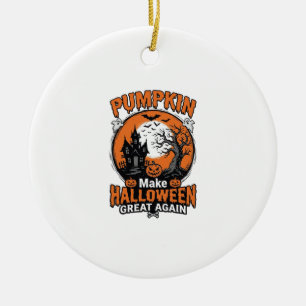 Vintage-Kürbis-Halloween-Great-Again-Shirt-Design Keramik Ornament