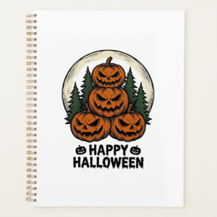 Vintage-Kürbis-Halloween-Jack-O-Lantern-Wald-Shirt Planer