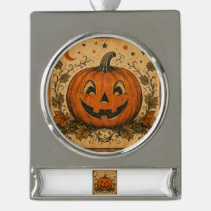 Vintage-Kürbis-Halloween-Wurfkissen Banner-Ornament Silber