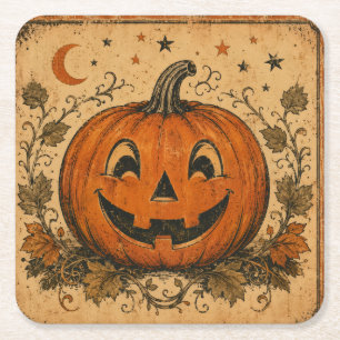 Vintage-Kürbis-Halloween-Wurfkissen Rechteckiger Pappuntersetzer