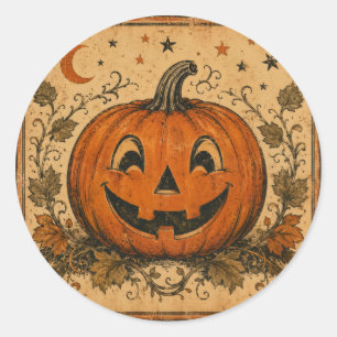 Vintage-Kürbis-Halloween-Wurfkissen Runder Aufkleber
