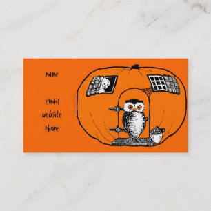 Vintage Kürbis-Haus-Eule Visitenkarte