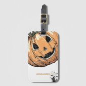 Vintage-Kürbis-Katze „Meowloween“ iPhone-Hülle Gepäckanhänger (Vorderseite Vertikal)