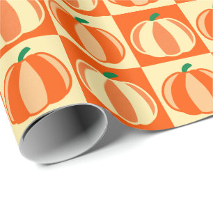 Vintage-Kürbis-Orange-Tartan-Kariert-Thanksgiving Geschenkpapier