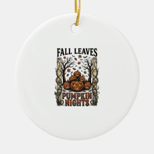 Vintage-Kürbis-Shirt Herbstlaub Gruselernte A Keramik Ornament