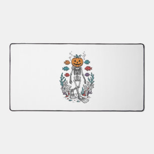 Vintage-Kürbis-Skelett-Taucher-Halloween-Fisch-Des Schreibtischunterlage
