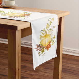 Vintage-Kürbis-Thanksgiving-Kunst Rustikaler Herbs Mittelgroßer Tischläufer