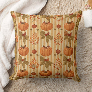 Vintage-Kürbis-und-Schleife-Herbstmuster Kissen