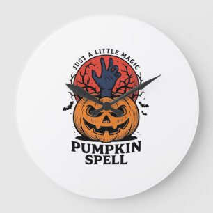 Vintage-Kürbis-Zauber-Halloween-Hexen-Hand-Kunst_1 Große Wanduhr