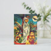 Vintage Kürbisfledermaus Halloween Postkarte (Stehend Vorderseite)