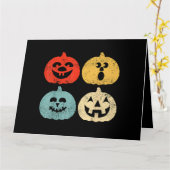 Vintage Kürbisfrauen, Männer, Kinder, lustig Karte (Gelbe Blume)