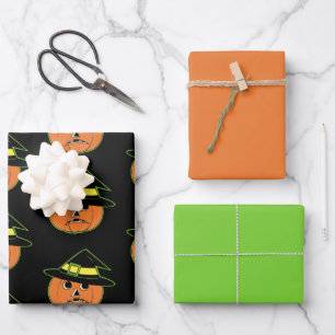 Vintage Kürbishexe Geschenkpapier Set