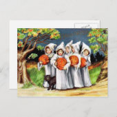 Vintage Kürbiskatzenkätzchen Halloween Feiertagspostkarte (Vorne/Hinten)