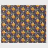 Vintage Kürbiskürbis Party gekachelt wickeln Geschenkpapier (Flach)