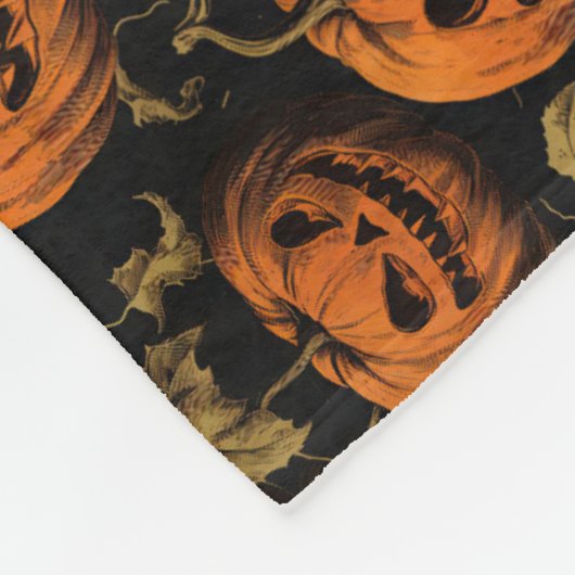 Vintage Kürbislaternen Fleecedecke (Ecke)