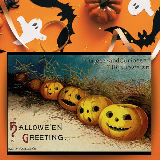 Vintage Kürbislaternen Halloween-Grüße Karte