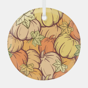 Vintage Kürbismuster Blätter. Ornament Aus Glas