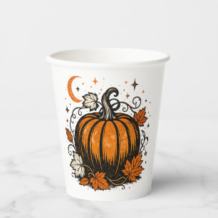 Vintage-Kürbistasse Gemütlicher Halloween Herbst Pappbecher