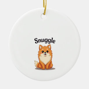 Vintage-Kuschel-Pomeranian-Süßer-Hund-Illustration Keramik Ornament
