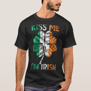 Vintage Küss mich, ich bin Ire Irland-Flagge Shamr T-Shirt
