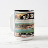 Vintage Küste-Anzeige Englands Blackpool Zweifarbige Tasse (Vorderseite Links)