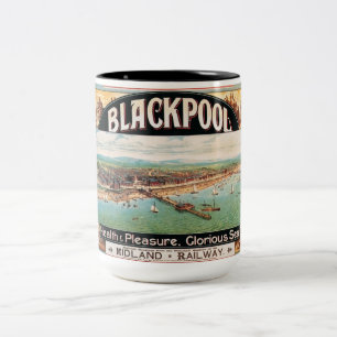 Vintage Küste-Anzeige Englands Blackpool Zweifarbige Tasse