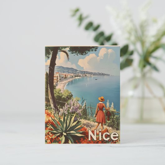 Vintage Küste Nizzas Postkarte (Stehend Vorderseite)