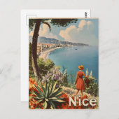 Vintage Küste Nizzas Postkarte (Vorne/Hinten)