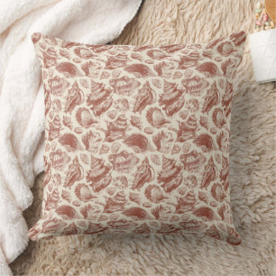Vintage Küsten-Muschel-Toile in warmen Erdtönen Kissen