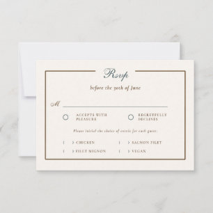 Vintage Küsten Simple Klassische Hochzeitsmahlzeit RSVP Karte