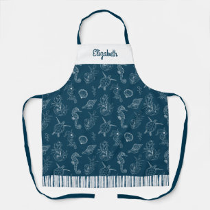 Vintage Küstenstrand Navyblau Schürze