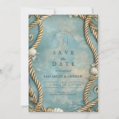 Vintage-Küstenstrick-Ozean-Hochzeit Save The Date (Vorderseite)