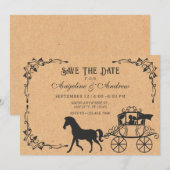 Vintage Kutsche mit Pferd Save The Date (Vorne/Hinten)