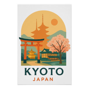 Vintage-Kyoto-Japan-Reiseposter – Minimalistisch  Poster