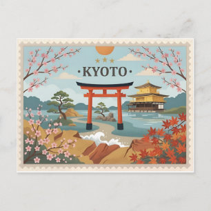 Vintage-Kyoto-Japan-Reisepostkarte Postkarte