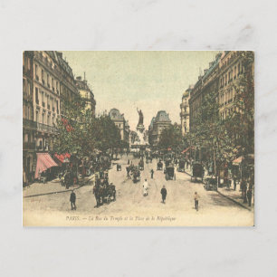 Vintage La Place de la Republique, Paris, Frankrei Postkarte