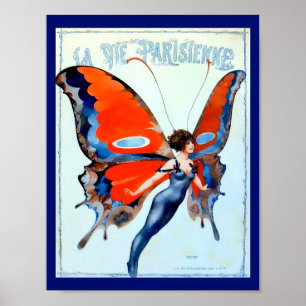 Vintage La Vie Parisienne Schmetterlingsdame Bild Poster
