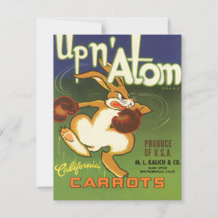 Vintage-Label-Art-Boxing-Kaninchen, Up n Atom Karo