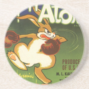 Vintage-Label-Kunst Boxen Hase, Up n Atom Karotten Untersetzer