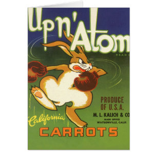 Vintage-Label-Kunst Boxer Kaninchen, Up n Atom Kar