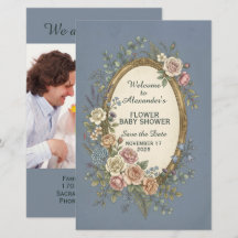 Vintage-Label mit farbigen Blumen 23 + Ihr Text