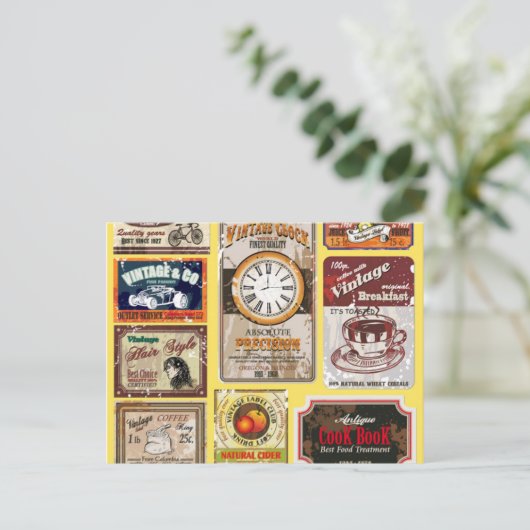 Vintage Labels Postkarten (Stehend Vorderseite)