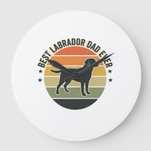 Vintage Labrador Dad Sonnenuntergang Hund Vektor S Große Wanduhr