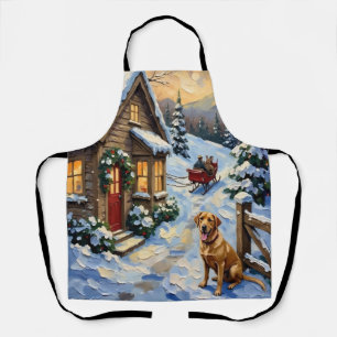 Vintage-Labrador-Retriever-Weihnachts-Cottage Schürze
