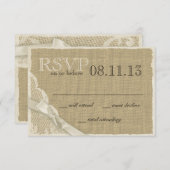 Vintage Lace and Burlap Response Card RSVP Karte (Vorne/Hinten)